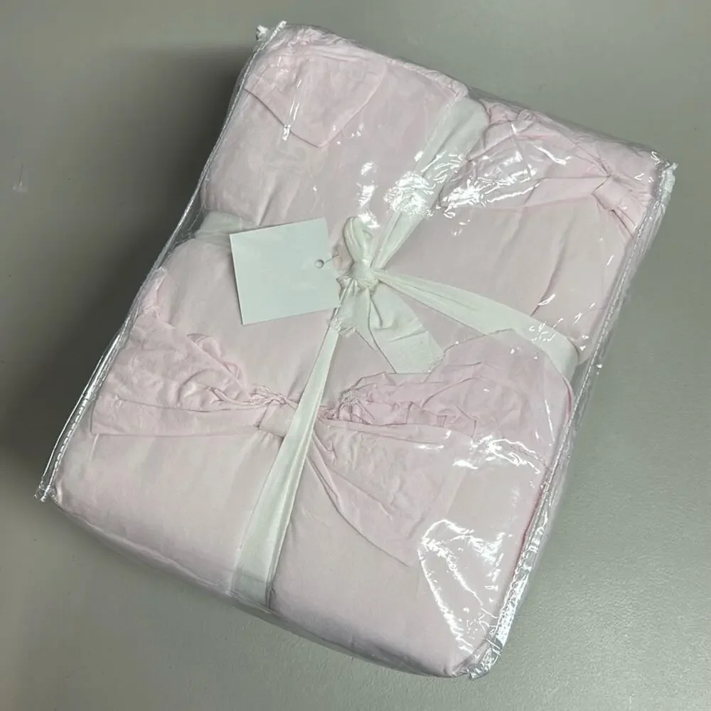 LoveShackFancy Toddler Quilt Pink Sweet Dreams Ruffle Scallop Bows Bedding NEW
